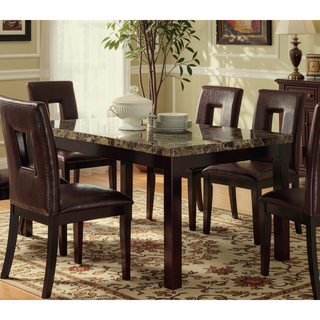 Sunvega Modern Contemporary Brown Faux Marble Top Birch Dining Table