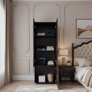 Sunvega Three-Door Freestanding Closet System with Hanging Rod and Shelves