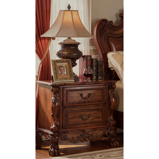 Sunvega Traditional Luxury Nightstand with 2 Drawers in Cherry Oak Finish