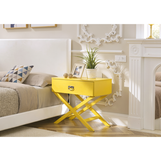 Sunvega Croc Textured Pink Nightstand with Spacious Drawer for Modern Spaces