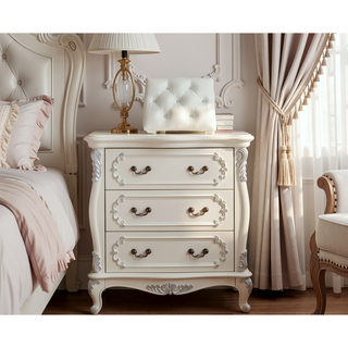 Sunvega Champagne and Bone White Tufted Vanity Stool with Cabriole Legs