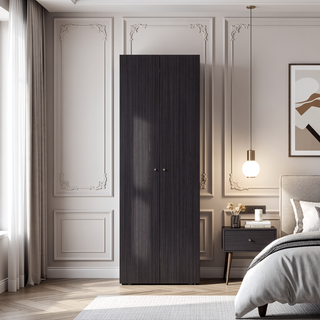 Sunvega 2 Door Black Wengue Armoire with 2 Interior Shelves for Bedroom