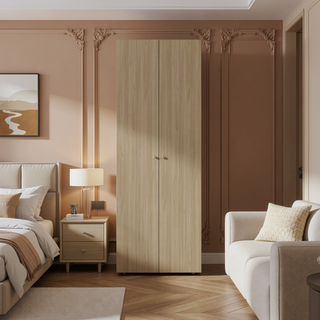 Sunvega Two Door Closet System with Fixed Shelves for Bedroom and Laundry Room Organization