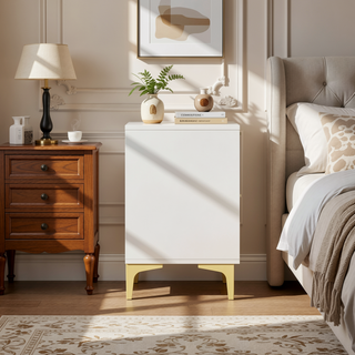 Sunvega Black and Gold 2-Drawer Nightstand with Spacious Storage and Metallic Accents