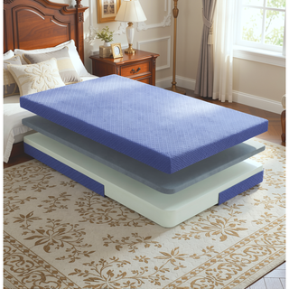 Sunvega 7inch Twin Mattress and Pillow Set with Gel-Infused Memory Foam in Blue