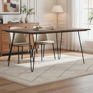 Sunvega Handcrafted Modern Industrial Mango Wood Rectangular Dining Table in Umber Brown