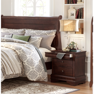 Sunvega Brown Cherry Finish Louis Phillipe Style 6 Drawer Dresser with Hidden Jewelry Storage