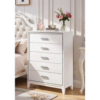 Sunvega Elegant White Finish Nightstand with Two Spacious Storage Drawers