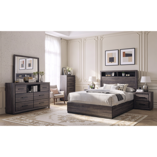 Sunvega Contemporary Two Tone Antique Gray 2 Drawer Nightstand with Brass Pulls