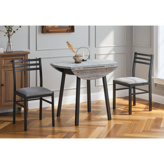 Sunvega 3-Piece Drop Leaf Dining Table Set with 2 Padded Chairs for Small Kitchen