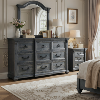 Sunvega Contemporary Dresser with Spacious Drawers and Geometric Design Legs
