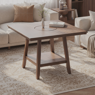 Sunvega Walnut Brown Transitional Gathering Height Table for Dining Room