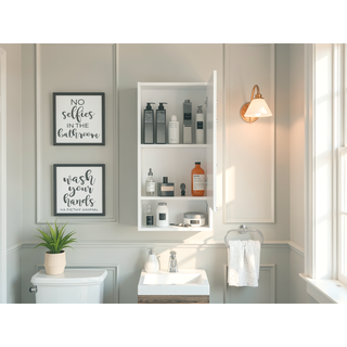 Sunvega Large Mirrored Medicine Cabinet with One Interior Shelf for Storage
