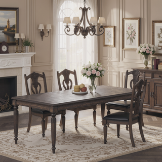 Sunvega Traditional Expandable Dining Table with Leaf in Chocolate Finish