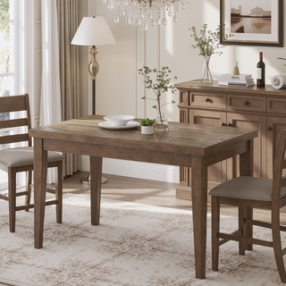 Sunvega Farmhouse Style Counter Height Dining Table with Rubberwood Frame and Wood-Like Top