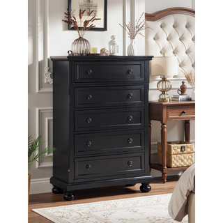 Sunvega Gray Modern Nightstand with Full Extension Drawers and Felt-Lined Top