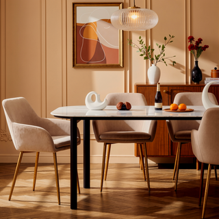 Sunvega Modern Velvet Dining Chairs with Gold Metal Legs for Kitchen and Dining Room