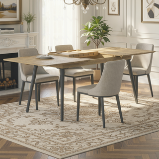 Sunvega Light Teak Extendable Acacia Wood Outdoor Dining Table with Aluminum Legs