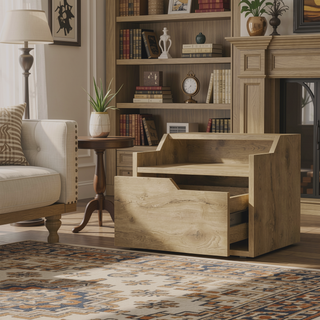 Sunvega Dark Brown Floating Nightstand with Versatile Dual-Shelf Display Design