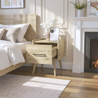 Sunvega Macadamia Floating Nightstand with Roomy Drawer for Bedroom Storage