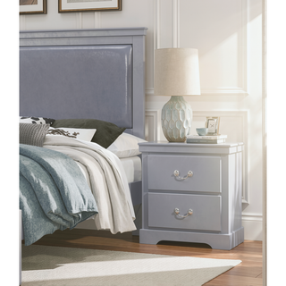 Sunvega Gray Traditional Nightstand with 2 Dovetail Drawers and Satin Nickel Handles