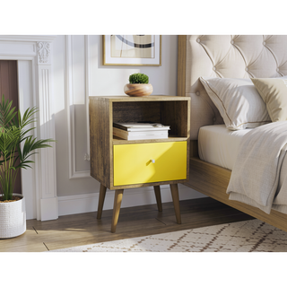 Sunvega Modern Nightstand with Drawer and Cubby for Bedroom or Living Room
