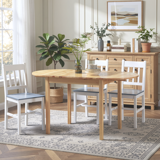 Sunvega Natural Pinewood Drop Leaf Kitchen Table for Small Spaces with Folding Dining Design