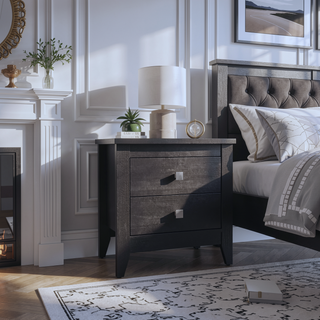 Sunvega Nightstand with Two Spacious Drawers and Four Wooden Legs for Bedroom
