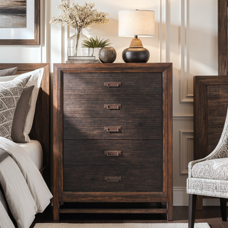 Sunvega Rustic Buckeye with Black Finish Five-Drawer Chest No Assembly Required