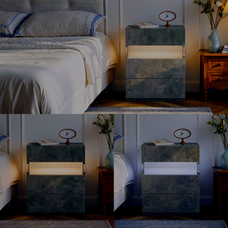 Sunvega LED Nightstand with Acrylic Board and RGB Lights 3 Drawer Bedside Table