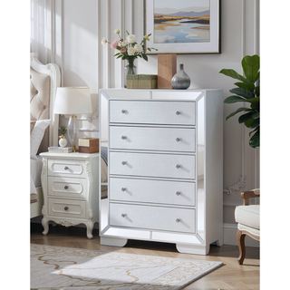 Sunvega Sleek Contemporary Storage Chest with Modern Silver Champagne Finish