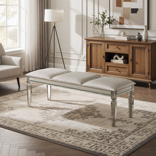 Sunvega Contemporary Nightstand with Felt-lined Drawers and Acrylic Legs in Pearl White