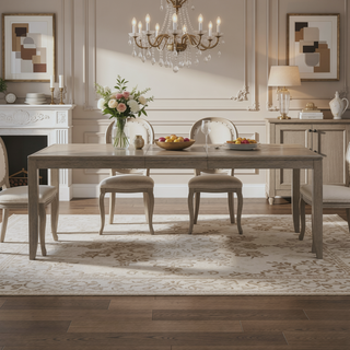 Sunvega Modern Contemporary Gray Finish Oak Wood Dining Table with Extension Leaf
