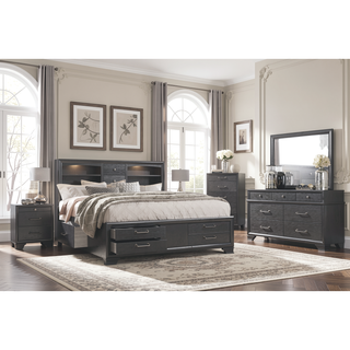Sunvega Gray Finish Nightstand with Spacious Drawers and Acrylic Hardware
