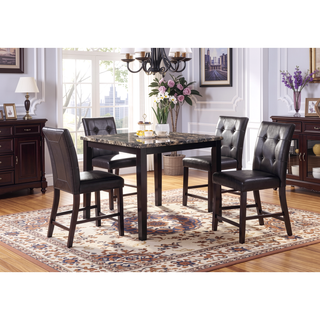 Sunvega Modern Dark Brown Faux Marble Top Birch MDF Small Square Dining Table