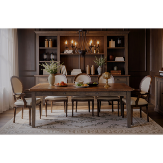 Sunvega Casual Rustic Two-Tone Finish Dining Table with Six Storage Drawers