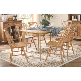 Sunvega Natural Oak Finish Casual Look Dining Table for 6 Kitchen Furniture