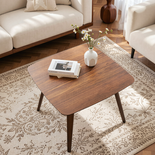 Sunvega Mid-Century Modern Walnut Wood Dining Table with Splayed Tapered Legs
