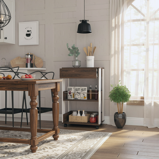 Sunvega Kitchen Cart with One Drawer and Two Open Shelves for Storage