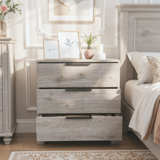 Sunvega Superior Top Light Gray Dresser with 3 Large Storage Drawers