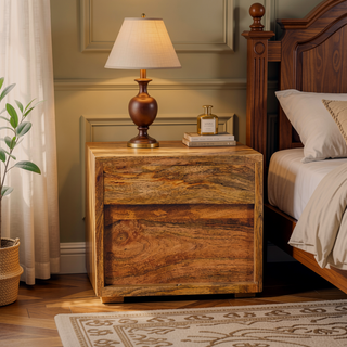 Sunvega Wall Mounted Nightstand with Drawer and Open Slot in Oak-ish Finish