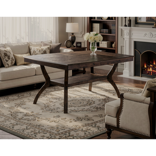 Sunvega Modern Natural Tone Dining Table with Open Lower Shelf for Kitchen