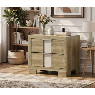 Sunvega Contemporary Driftwood Finish Wooden Nightstand with Three Drawers