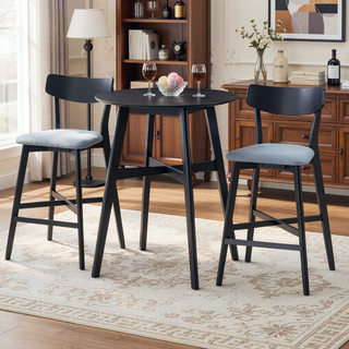 Sunvega Set of 2 Modern Upholstered Bar Chairs with Backrest and Footrest