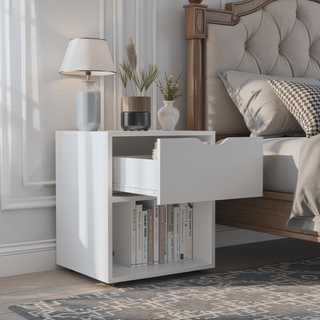 Sunvega 50x40x60 cm Nightstand End Table with Spacious Sliding Drawer
