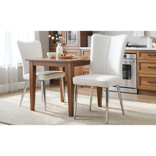 Sunvega Modern Black PU Chairs with Ergonomic Backrest and Metal Legs for Living Room