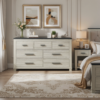 Sunvega Augusta Brown Nightstand with Dark Top Finish and Two Spacious Drawers