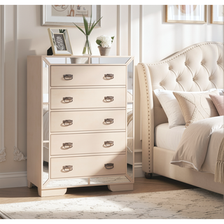 Sunvega Elegant Pearl-Finished Durable Storage Chest with Soft Edges for Modern Decor