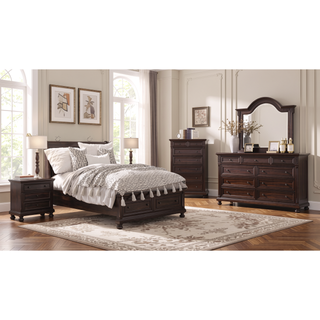 Sunvega Dark Cherry Finish Transitional Design Five Storage Drawer Chest