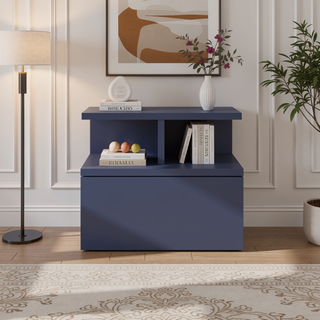 Sunvega Blue Floating Nightstand With Drawer And Shelves For Storage And Decor
